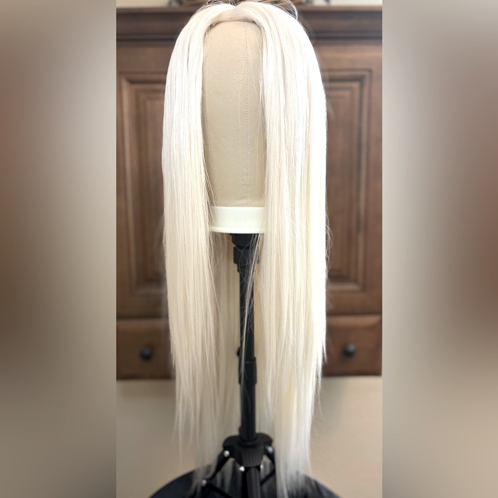 White Platinum Human Hair Blend Wig